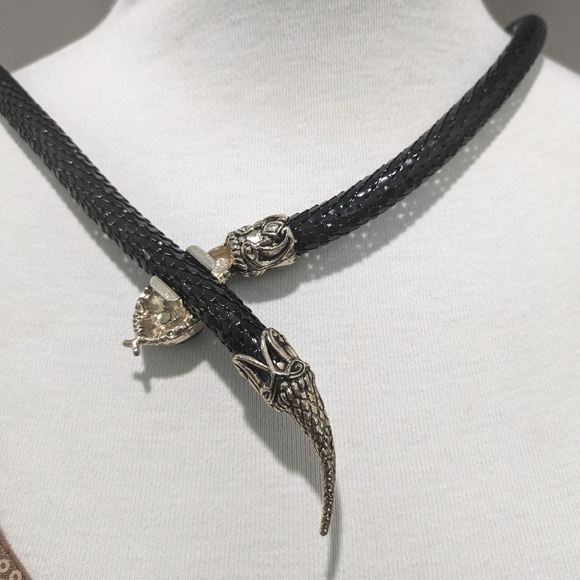 VTG DL AULD blue eyeled black snake, mesh choker necklace, belt or bracelet - Picture 10 of 16